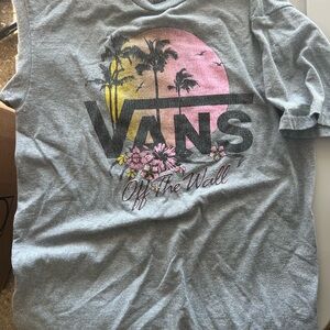 Vans Gray T-Shirt with Pink and Yellow Graphic